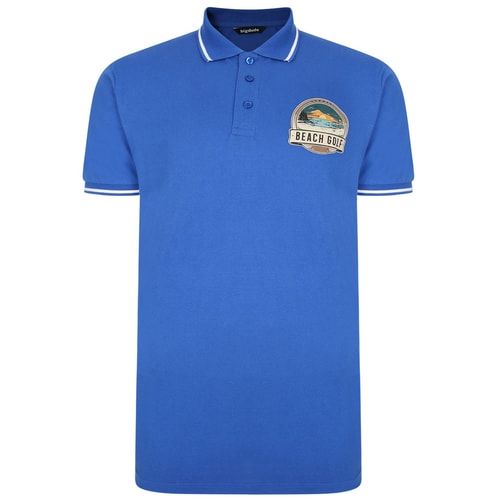 Bigdude Beach Golf Print Polo Shirt Royal Blue